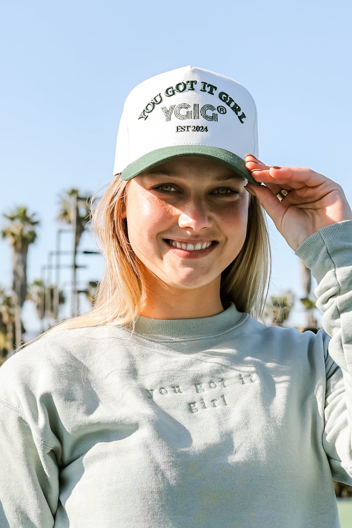 MOSS GREEN & WHITE YGIG HAT